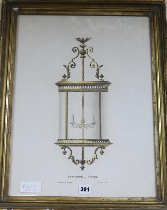 J.Vincent lithograph of a lantern, 1869 48 x 36cm